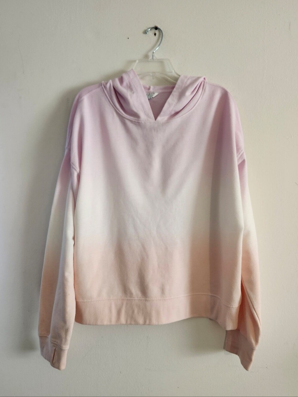 Danskin Ombré Pullover Hoodie, Size XL. Color: Pastel Pink/Peach/White